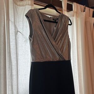 NWT Ralph Lauren Metallic Silver and Navy Maxi Dress